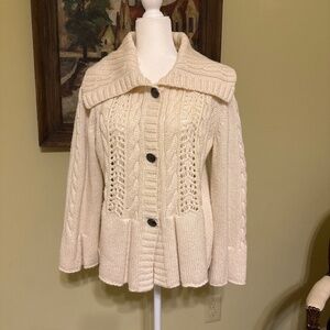Cream St John knits button front cardigan with cable size M